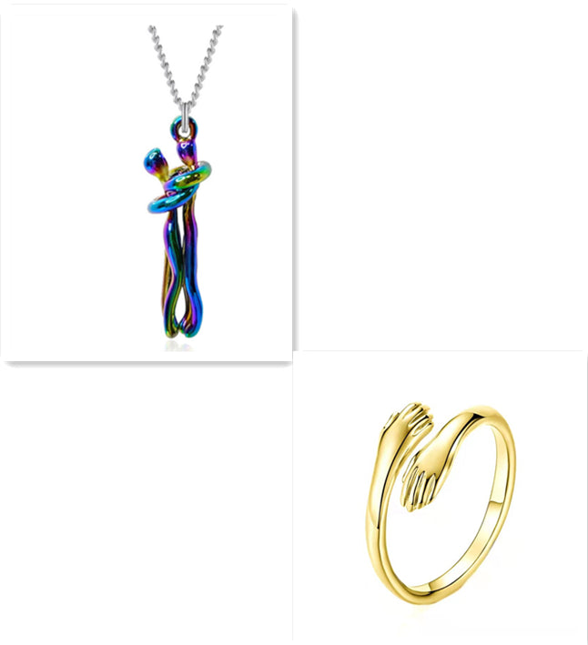 Love Hug Necklace Unisex Men Women Couple Jewelry Simple Temperament Clavicle Chain Valentines Day Lover Gifts